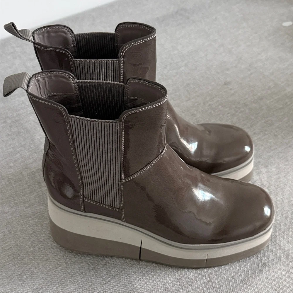 Naked Feet Guild Chelsea Platform Ankle Boots in mud